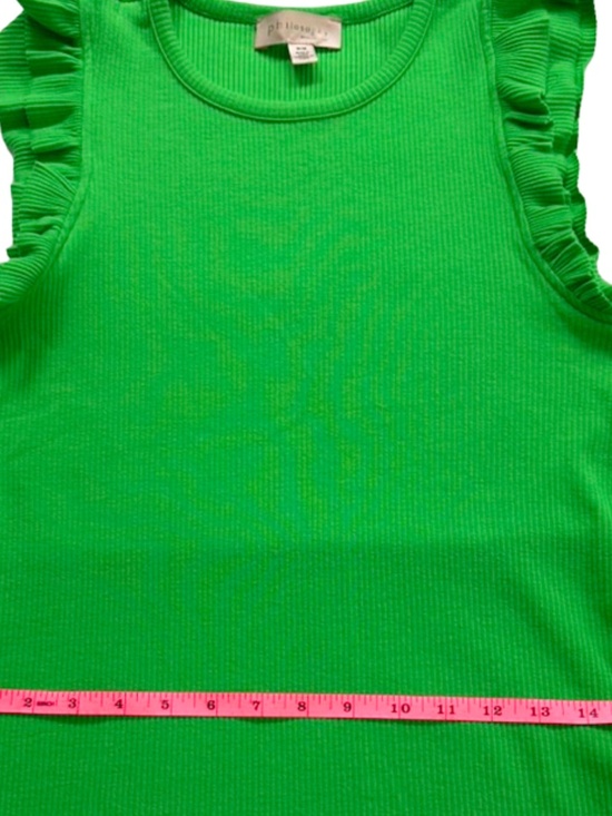 Philosophy Green Ribbed Ruffle Sleeve Tank Top Size Medium Soft Stretch - Picture 8 of 9